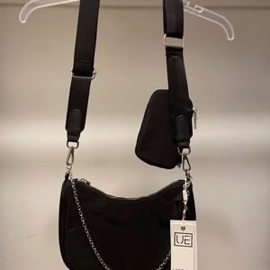 BRAND NEW URBAN EXPRESSIONS black basic streetwear shoulder bag w/ silver detail